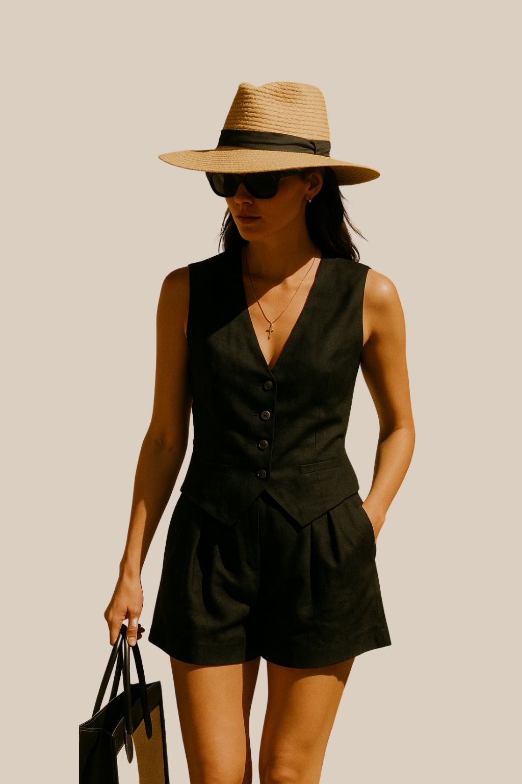 Sleeveless Vest Two Pieces