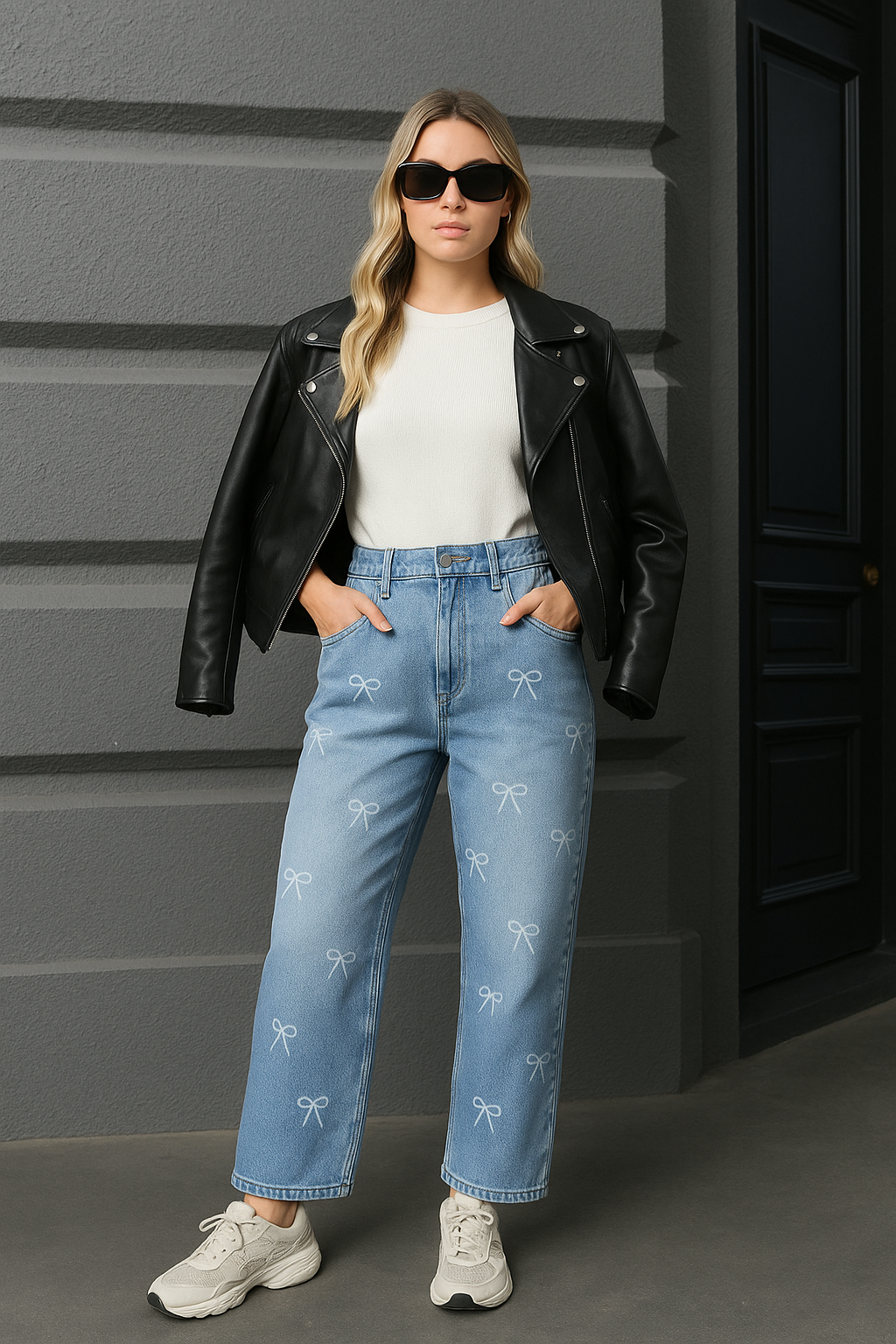 Denim pants a bow