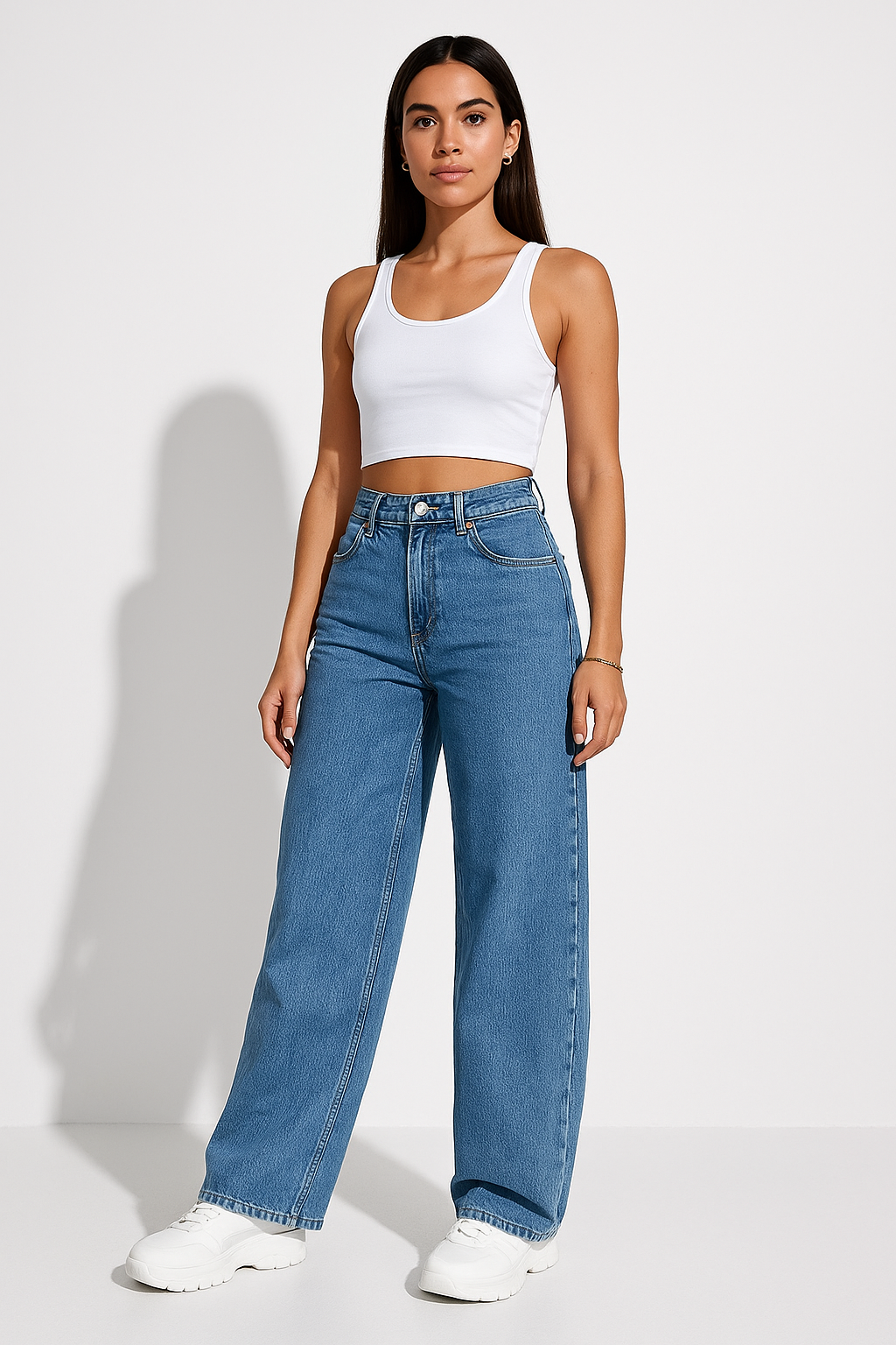 Wide leg straight jeans