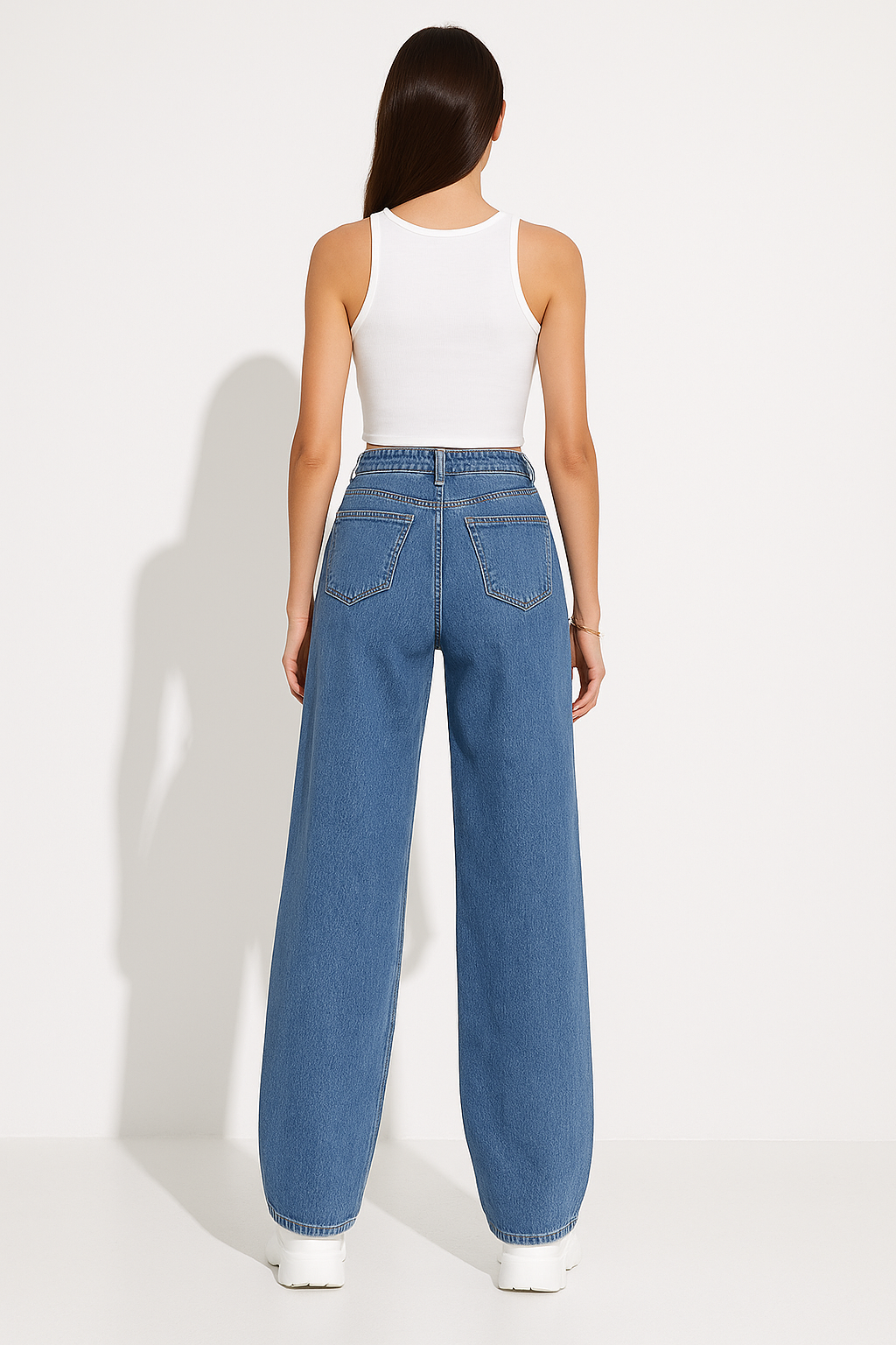 Wide leg straight jeans