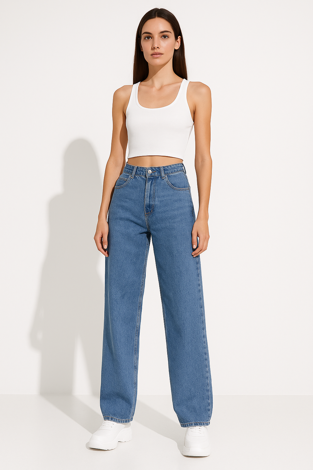 Wide leg straight jeans